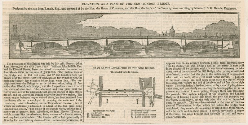 Elevation and Plan of the New London Bridge by English School