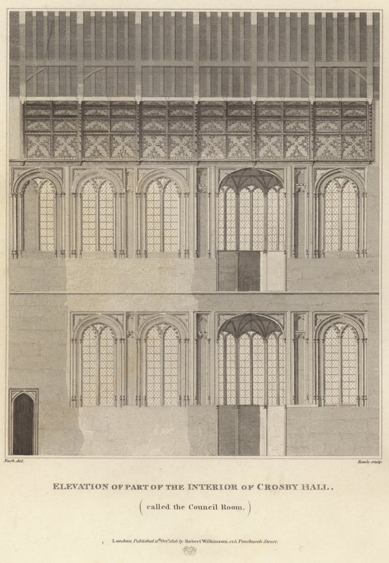 Elevations of Part of the Interior of Crosby Hall by English School