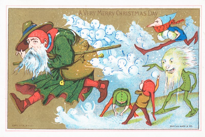 Elves Chasing Father Christmas by English School