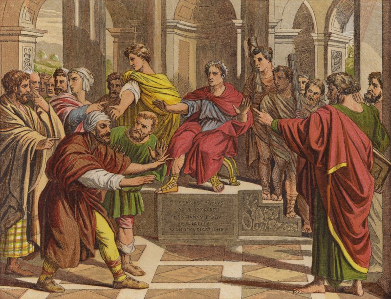 Elymas the Sorcerer Struck with Blindness by English School