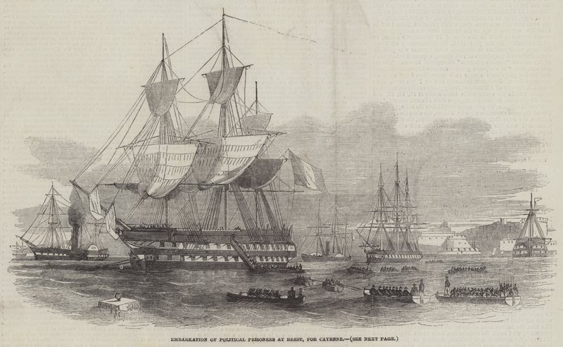 Embarkation of Political Prisoners at Brest, for Cayenne by English School