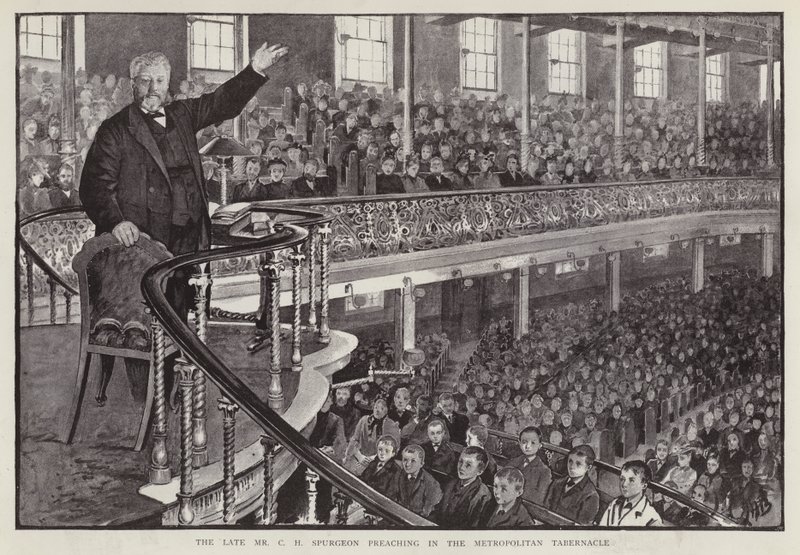 English Particular Baptist Preacher Charles Haddon Spurgeon Preaching at the Metropolitan Tabernacle, London by English School