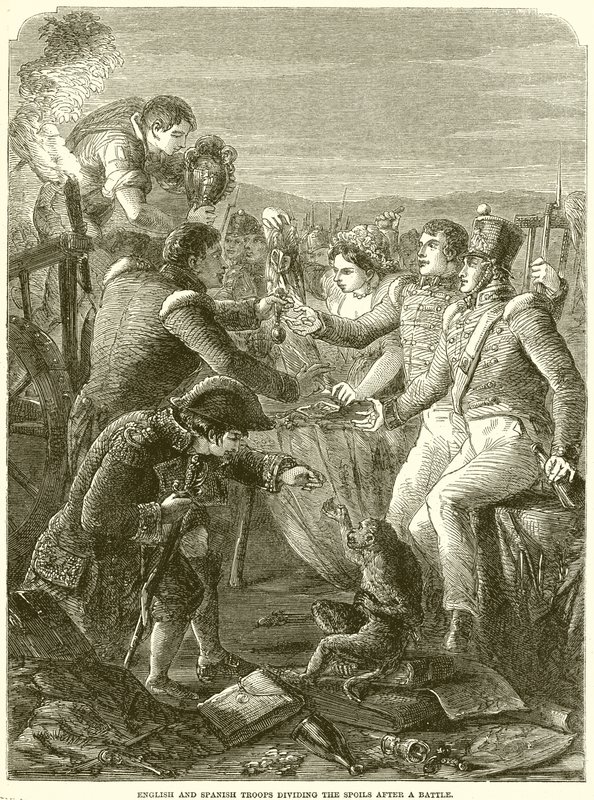 English and Spanish Troops Dividing the Spoils after a Battle by English School
