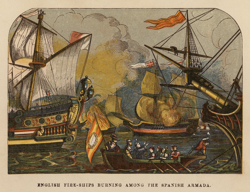 English Fire-Ships Burning Among the Spanish Armada by English School