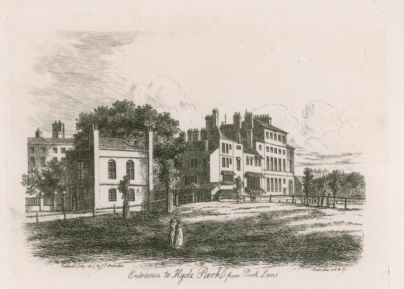 Entrance to Hyde Park from Park Lane, London by English School
