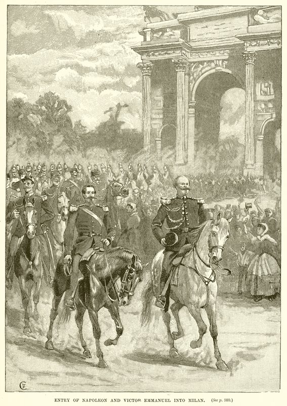 Entry of Napoleon and Victor Emmanuel into Milan by English School