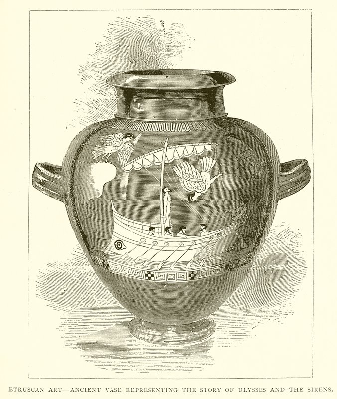 Etruscan Art--Ancient Vase Representing the Story of Ulysses and the Sirens by English School