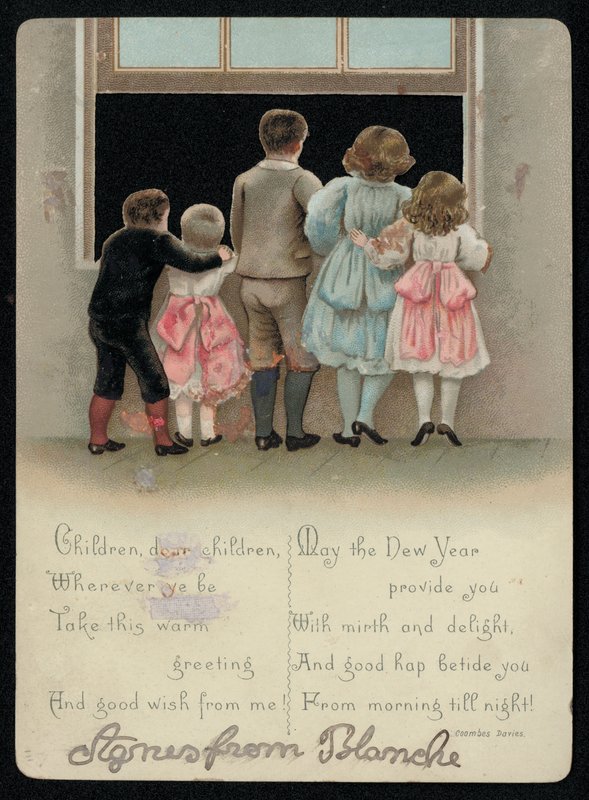 Excited Children Looking Out of the Window, New Year