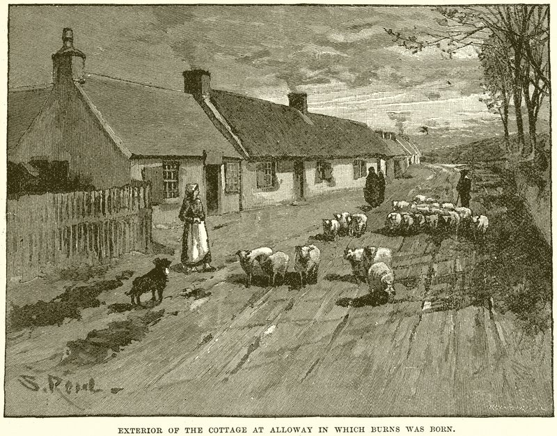 Exterior of the Cottage at Alloway in which Burns was born by English School