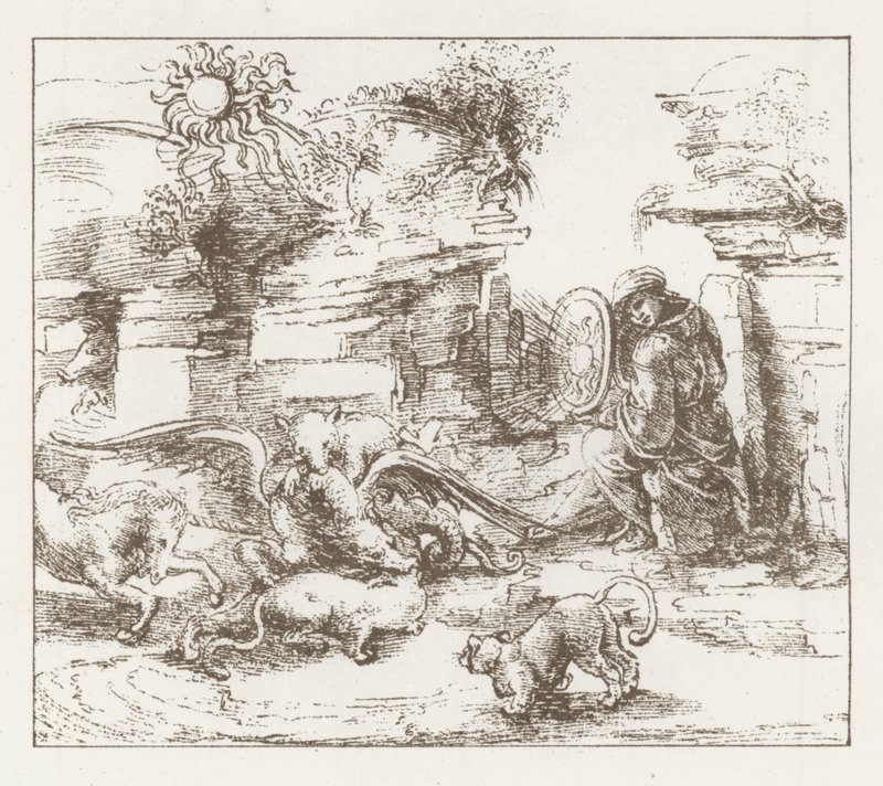 Facsimile of a Study by Leonardo da Vinci by English School
