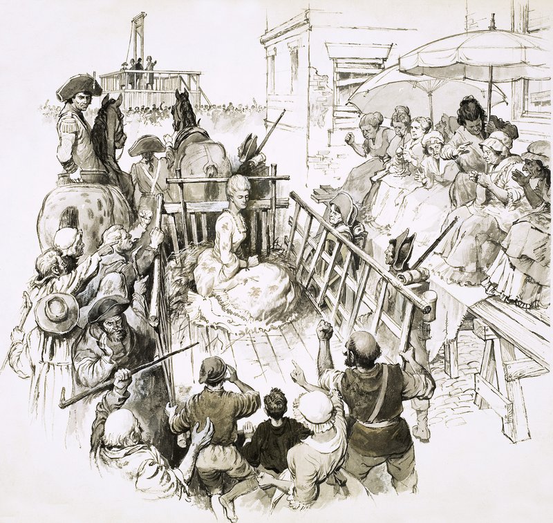 Famous Prisoners: Marie Antoinette on her way to the guillotine by English School
