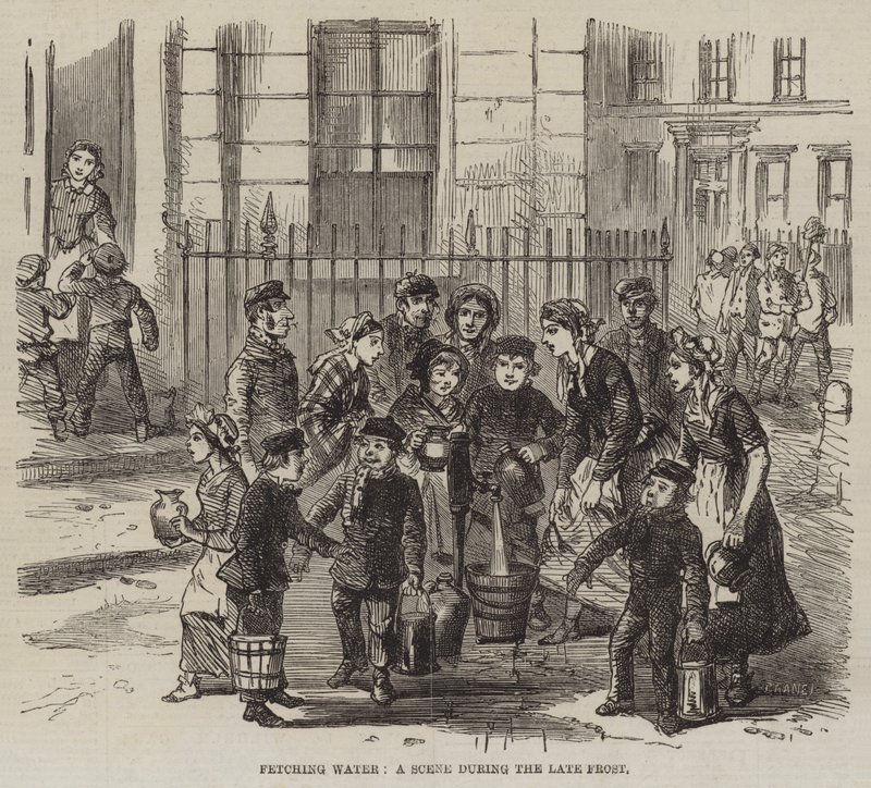Fetching Water, a Scene during the late Frost by English School
