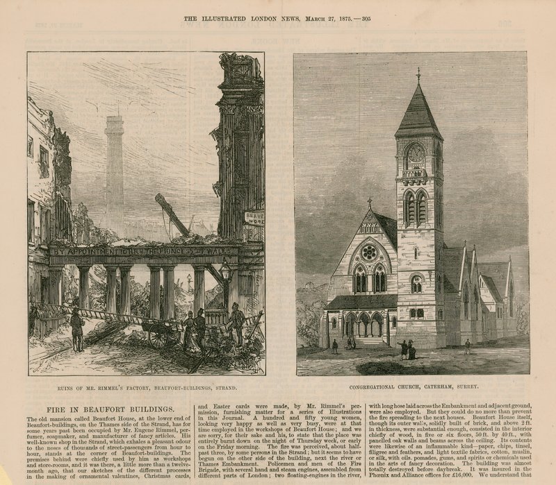 Fire in Beaufort Buildings by English School