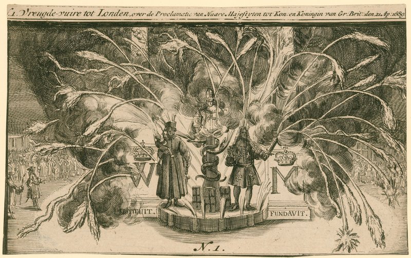 Fireworks for the Coronation of William and Mary by English School