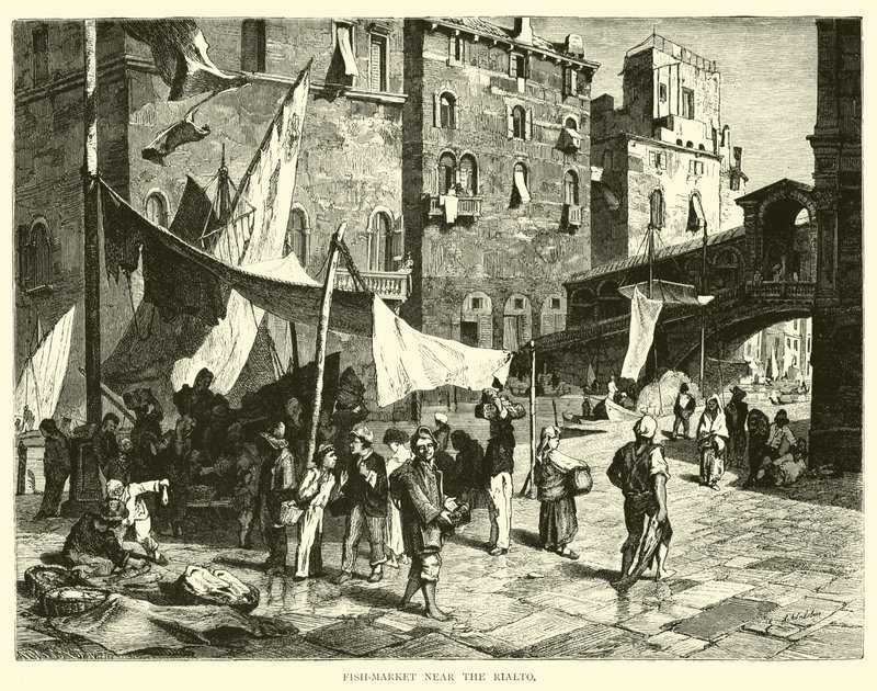 Fish-market near the Rialto by English School