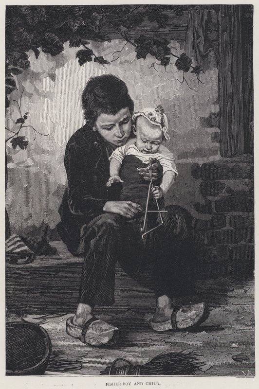 Fisher Boy and Child by English School