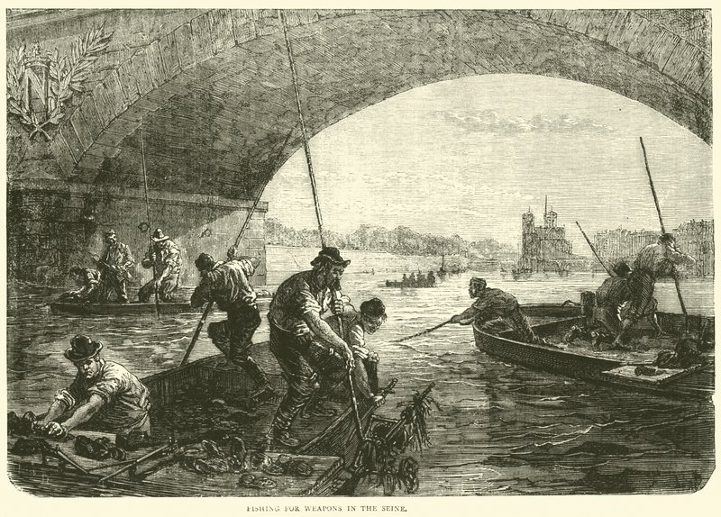 Fishing for Weapons in the Seine, April 1871 by English School