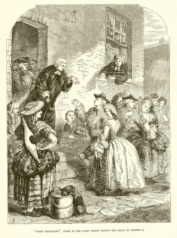 Fleet Marriages. Scene in the Fleet Prison during the Reign of George II by English School