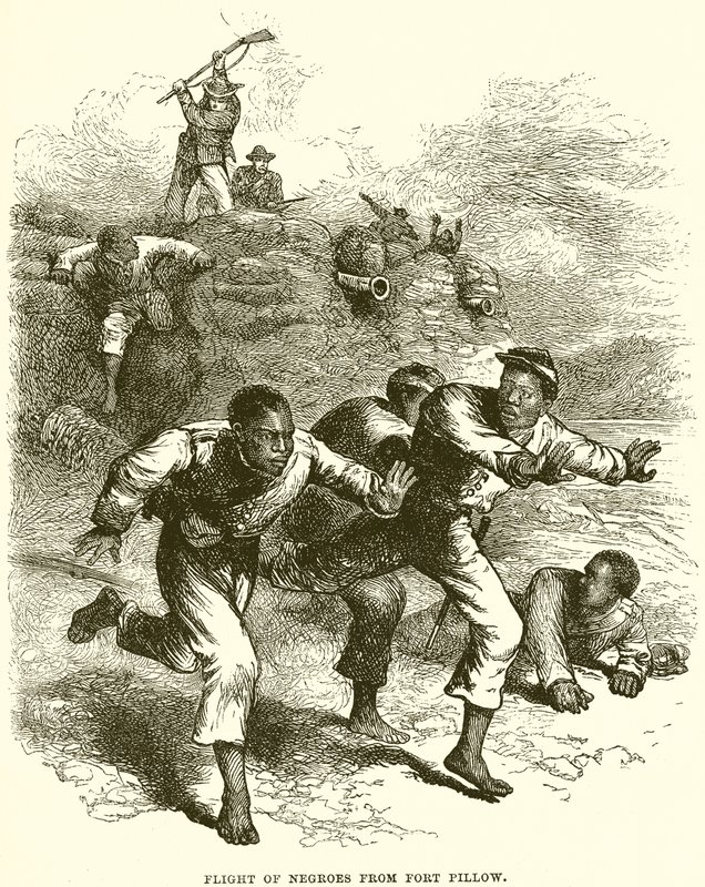 Flight of Negroes from Fort Pillow by English School