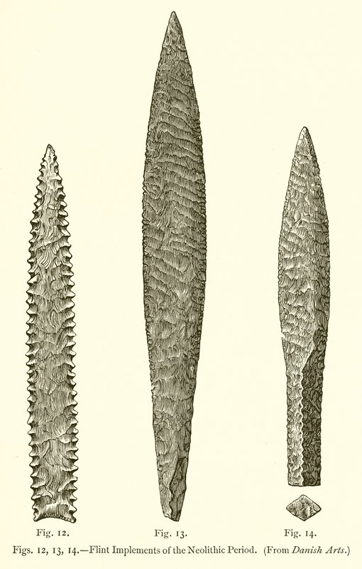 Flint Implements of the Neolithic Period by English School