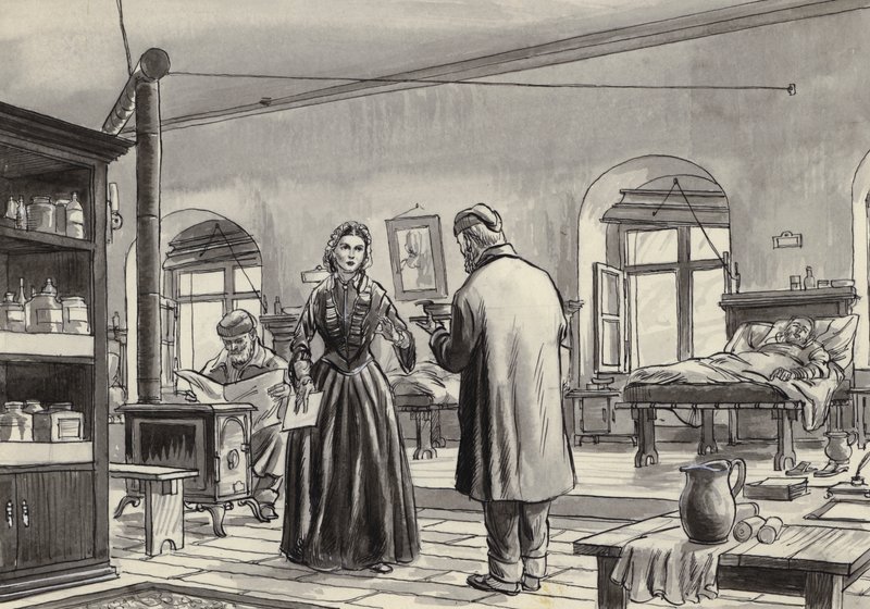 Florence Nightingale working at the hospital in Scutari by English School