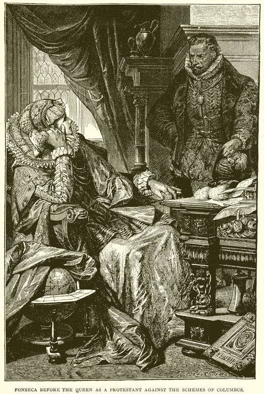 Fonseca Before the Queen as a Protestant Against the Schemes of Columbus by English School