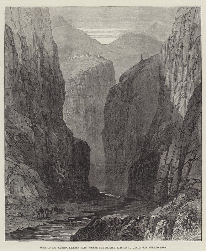 Fort of Ali Musjid, Khyber Pass, where the British Mission to Cabul was turned back by English School