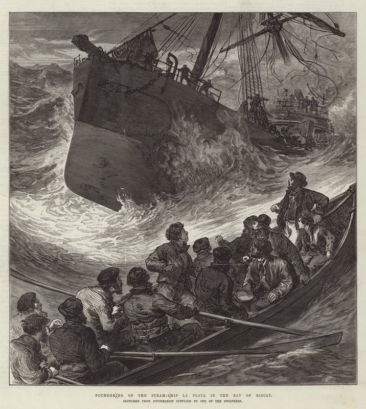 Foundering of the Steam-Ship La Plata in the Bay of Biscay by English School