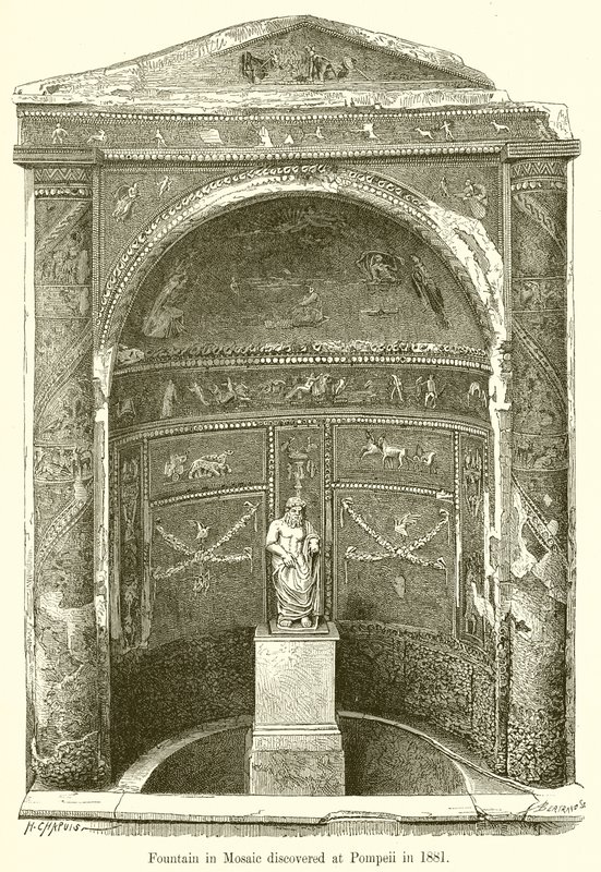 Fountain in Mosaic Discovered at Pompeii in 1881 by English School