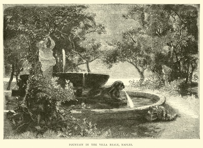 Fountain in the Villa Reale, Naples by English School