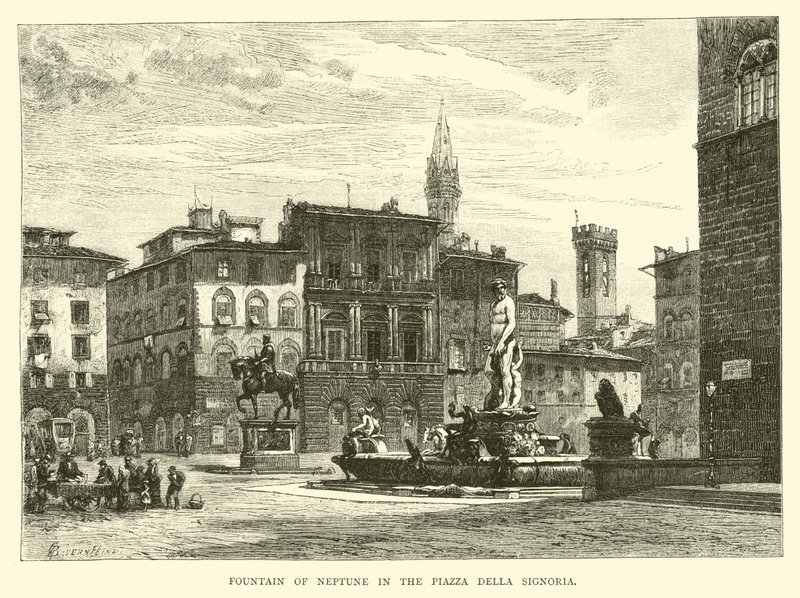 Fountain of Neptune in the Piazza della Signoria by English School