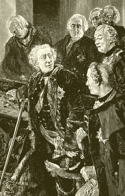 Frederick the Great at the coffin of the Great Elector by English School