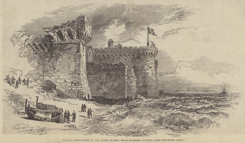 French Intervention in the Roman States, Head-Quarters at Palo by English School
