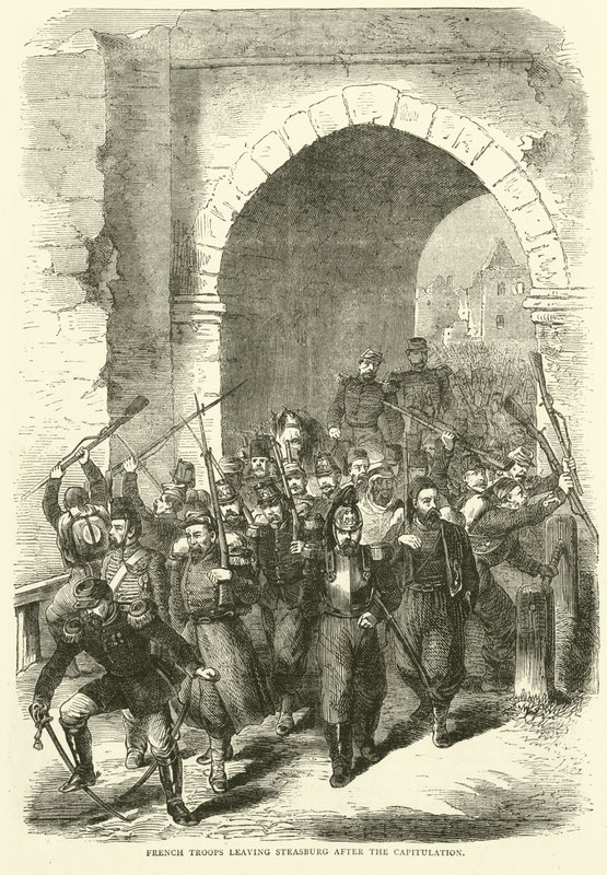 French troops leaving Strasburg after the capitulation, September 1870 by English School