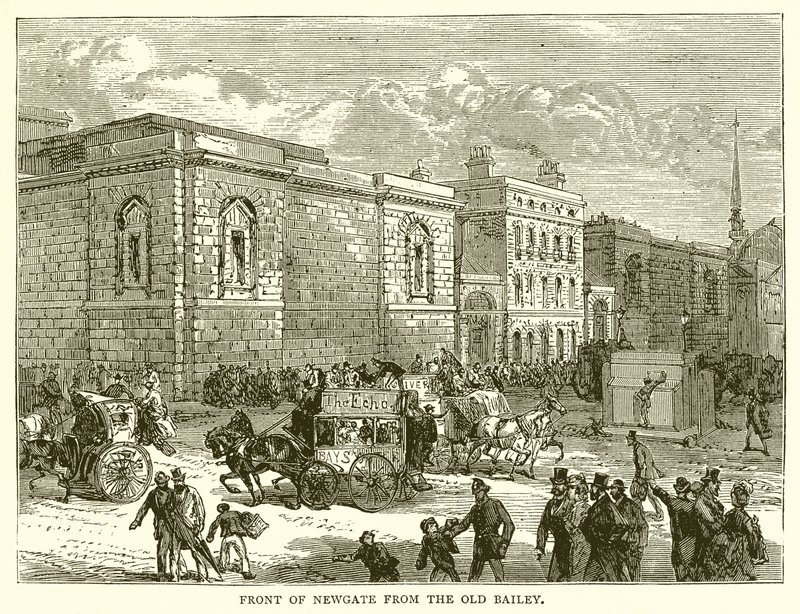 Front of Newgate from the Old Bailey by English School