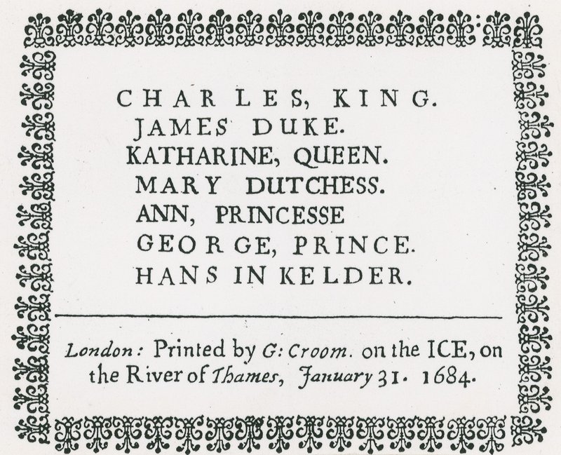Frost Fair on the Thames, Printed Souvenir for King Charles II and Family, 1684 by English School