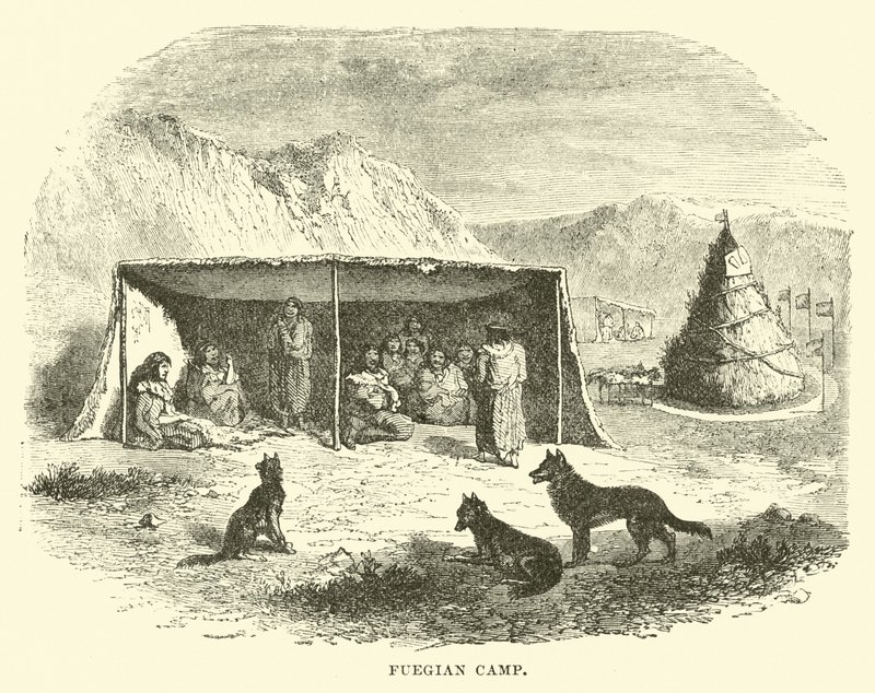 Fuegian Camp, Tierra del Fuego, 1890 by English School