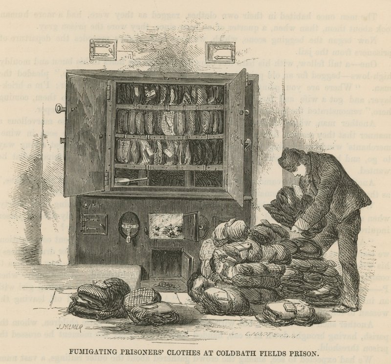 Fumigating prisoners clothes at Coldbath Fields Prison by English School