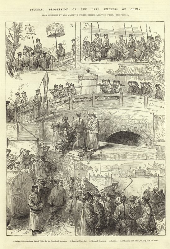 Funeral Procession of the Late Empress of China by English School