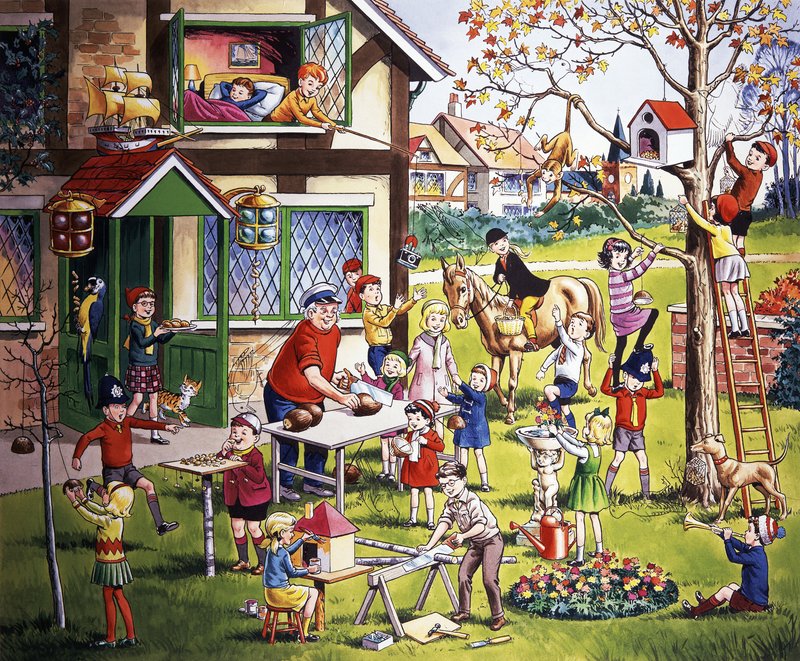 Garden Scene with Children by English School