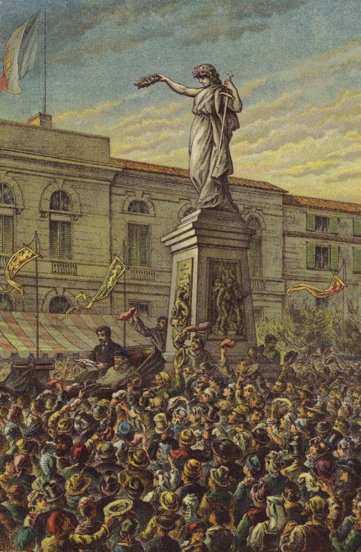 Garibaldi unveiling the Mentana Memorial at Milan by English School