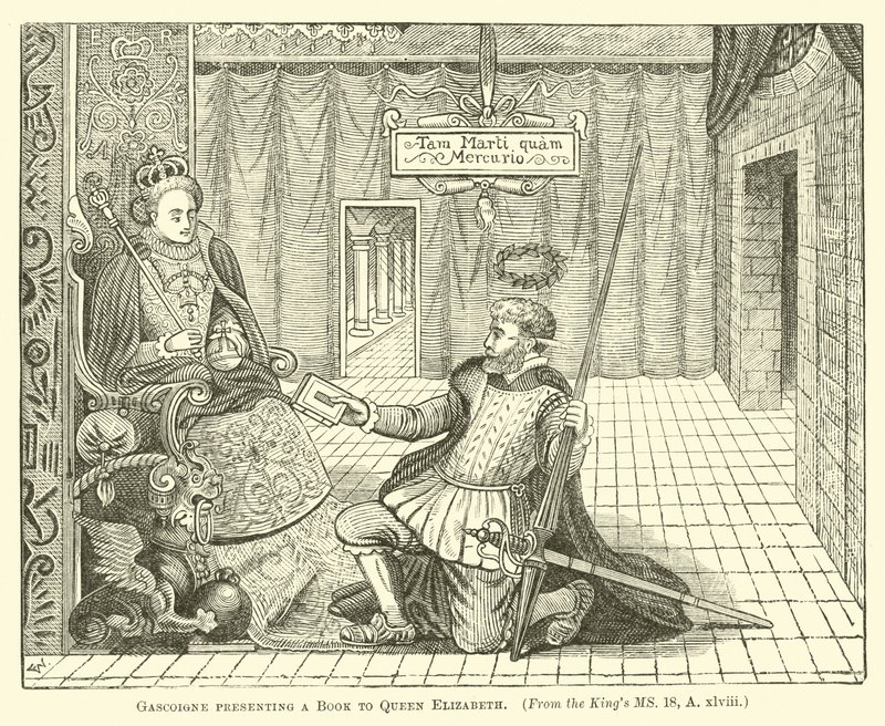 Gascoigne Presenting a Book to Queen Elizabeth by English School