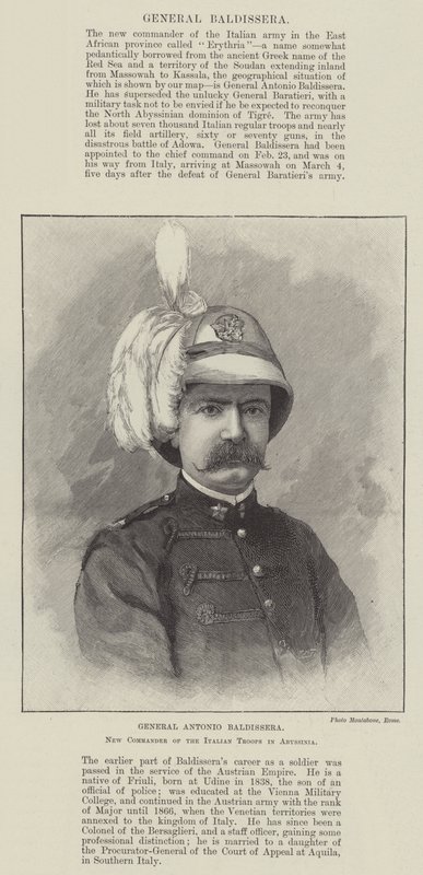 General Antonio Baldissera, New Commander of the Italian Troops in Abyssinia by English School