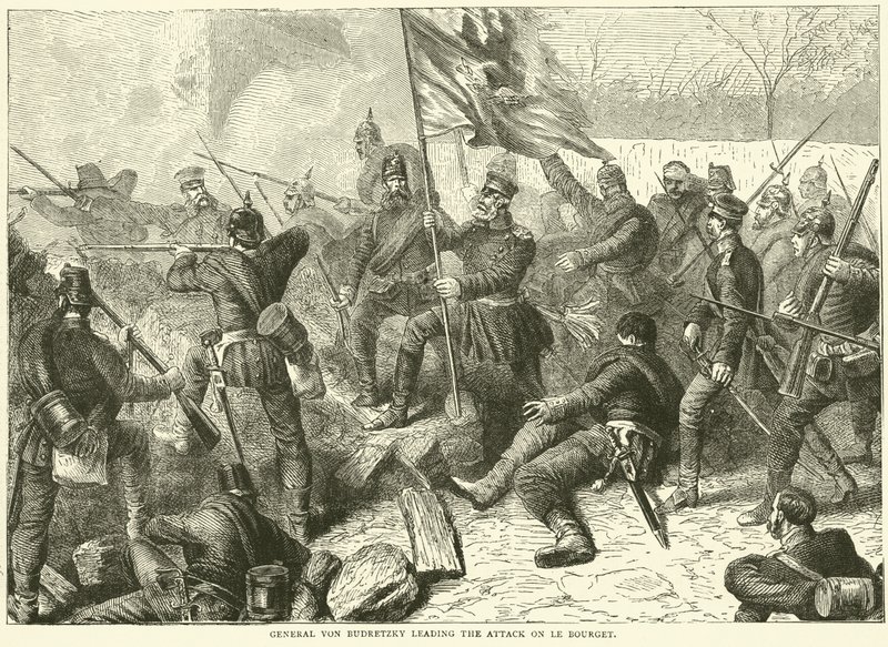 General Von Budretzky Leading the Attack on Le Bourget, October 1870 by English School