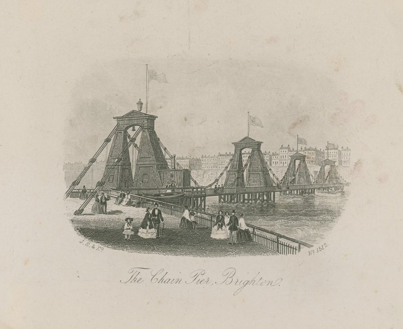 General View of People on the Chain Pier by English School