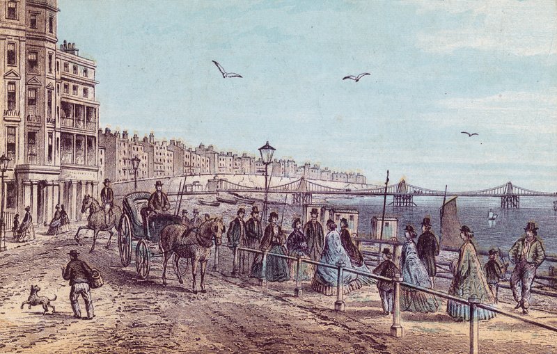 General view of people on the promenade in Brighton by English School