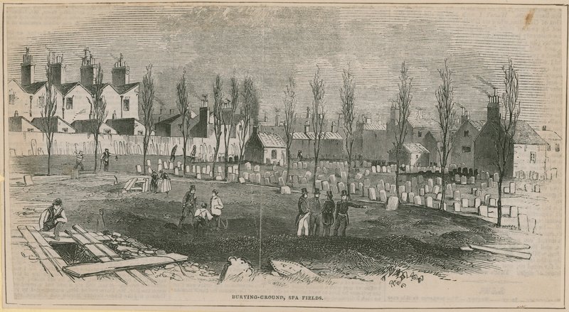 General View of the Burying Ground in Spa Fields by English School