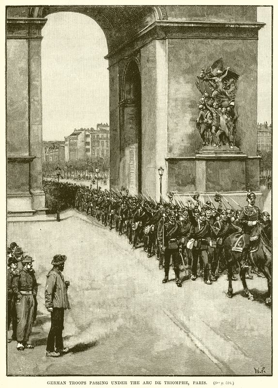German Troops passing under the Arc de Triomphe, Paris by English School