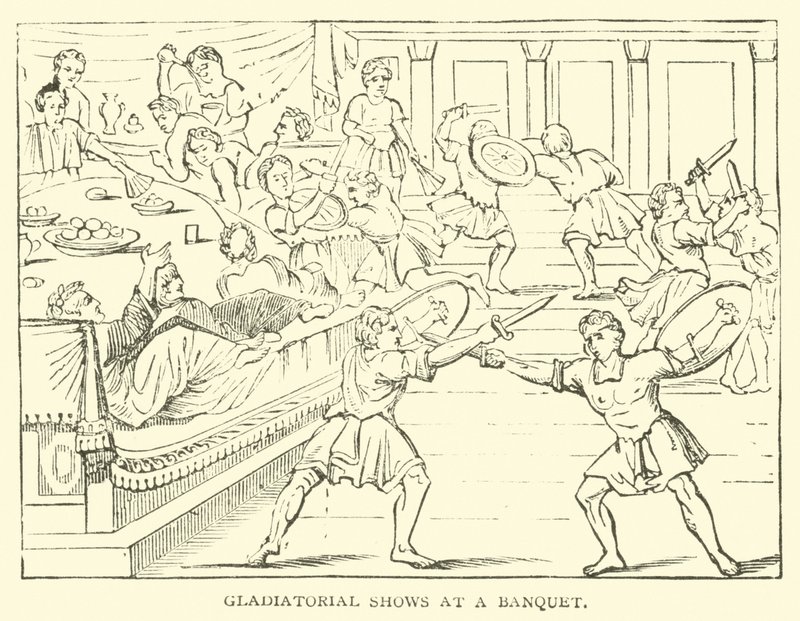 Gladiatorial Shows at a Banquet by English School