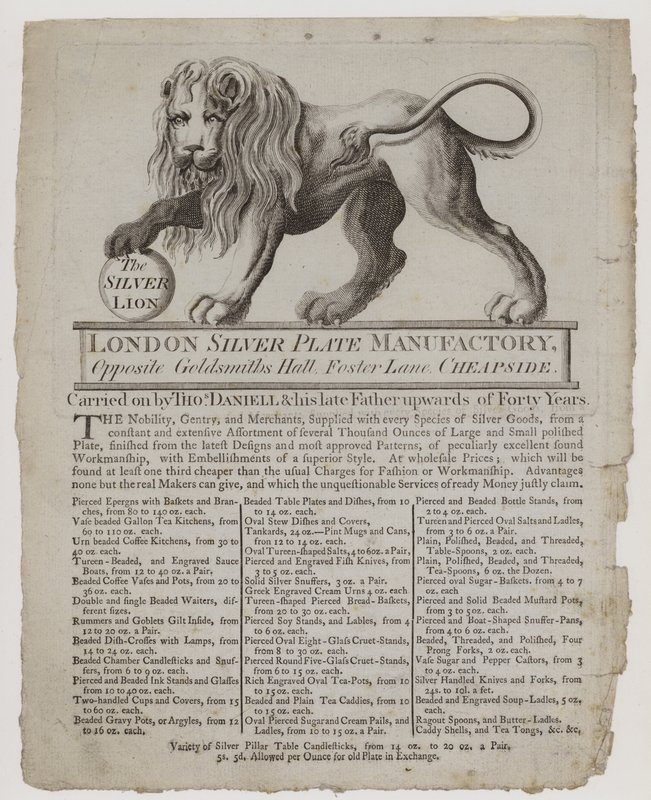 Goldsmiths and Silversmiths, Thomas Daniell by English School